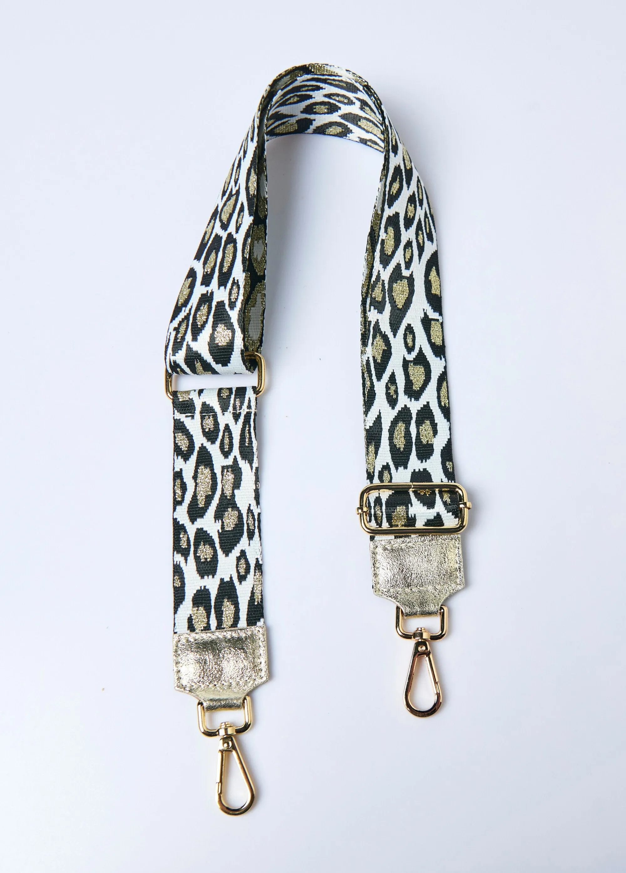 Leopard woven handbag strap