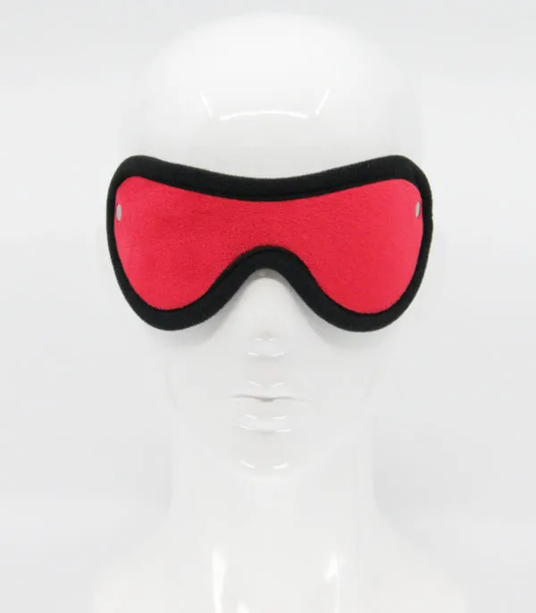 Lightly Padded Pink Satin Blindfold with Soft Black Leather Edging One Size-Red
