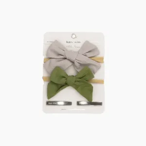 Linen Bow Set - Pine Slate Duo