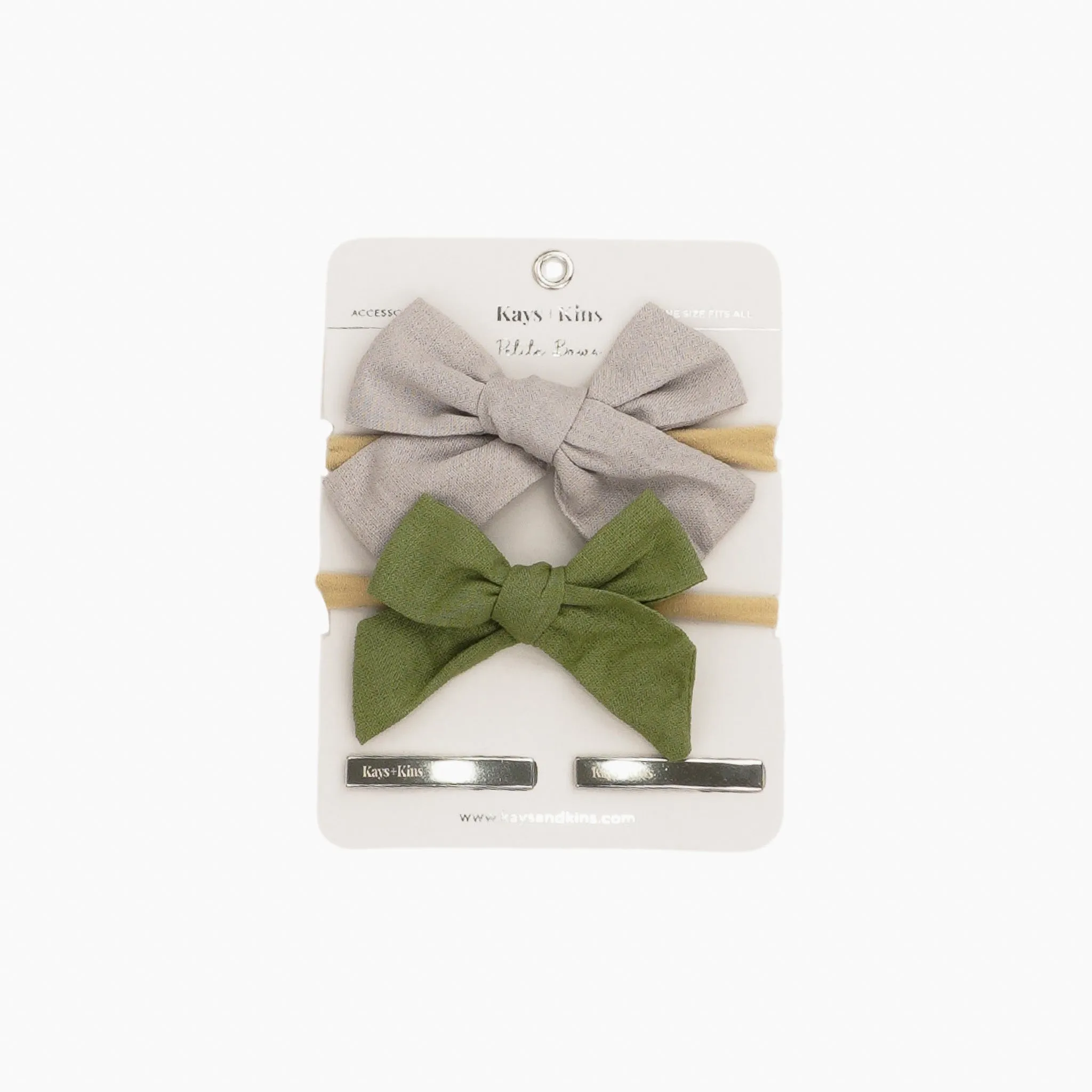 Linen Bow Set - Pine Slate Duo