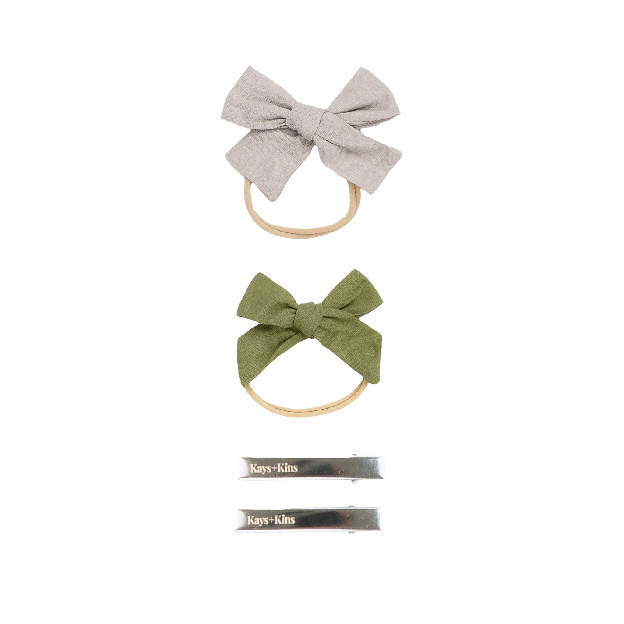 Linen Bow Set - Pine Slate Duo