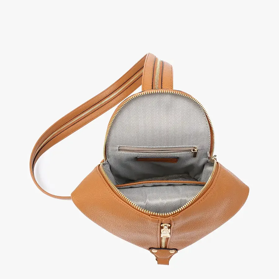 Linnette Brown Foldover Clasp Backpack
