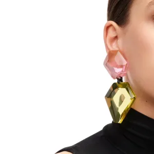 Lirato Monies Pink Yellow Acrylic Earrings