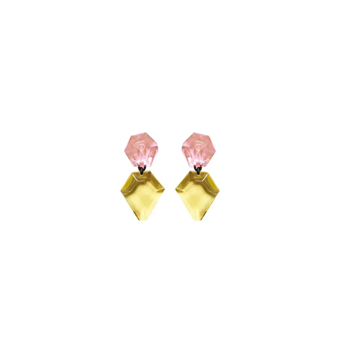 Lirato Monies Pink Yellow Acrylic Earrings