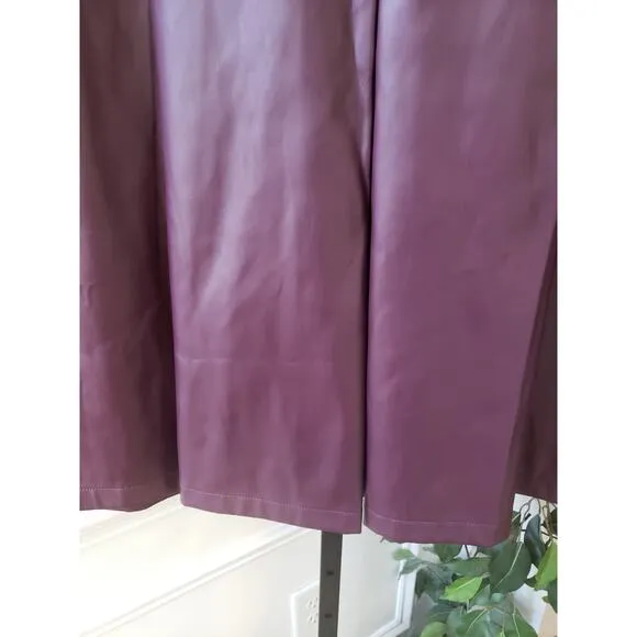Liz Claiborne A-Line Skirt Womens 6 Purple Faux Leather Button Detail Back Zip
