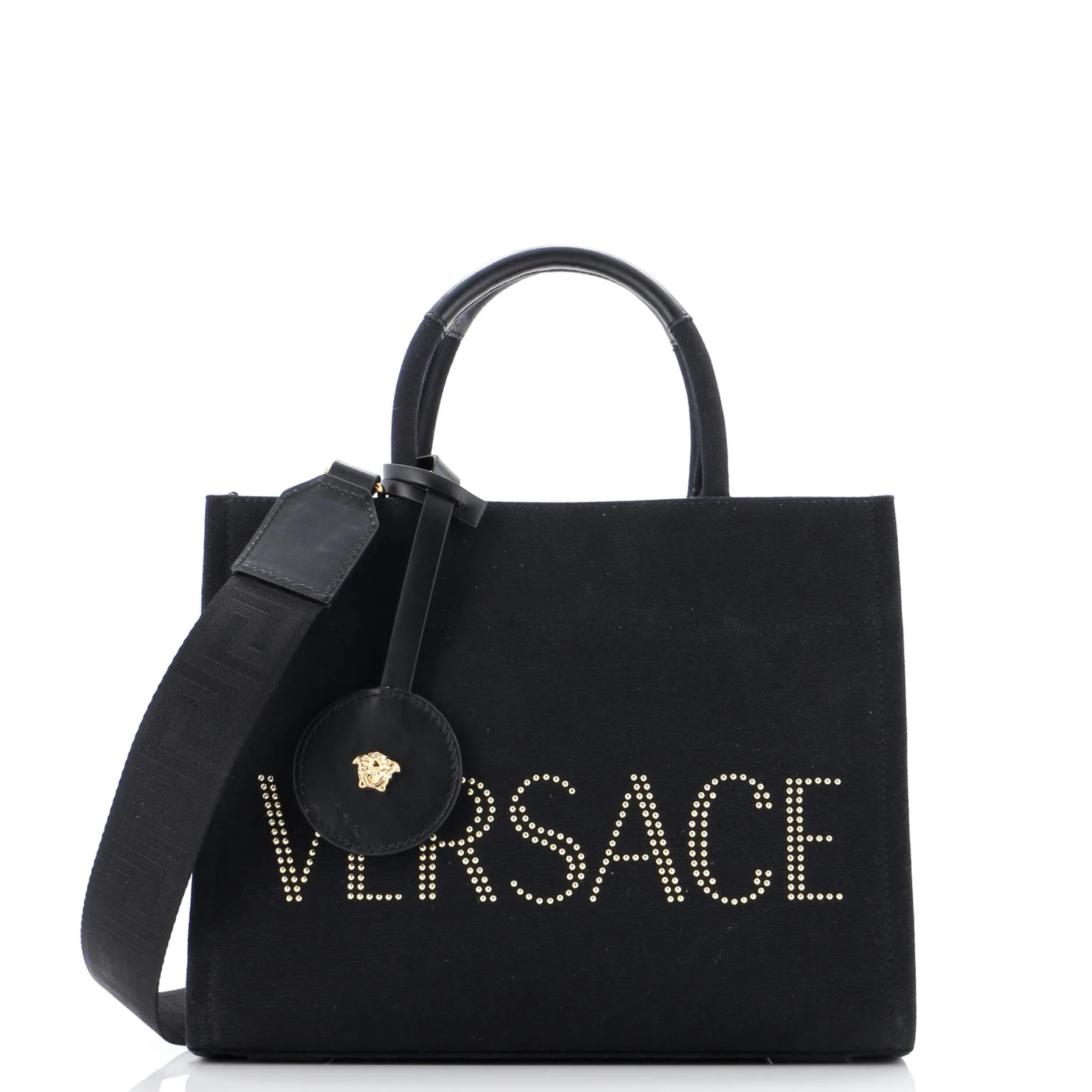 Logo Convertible Tote Studded Canvas Small