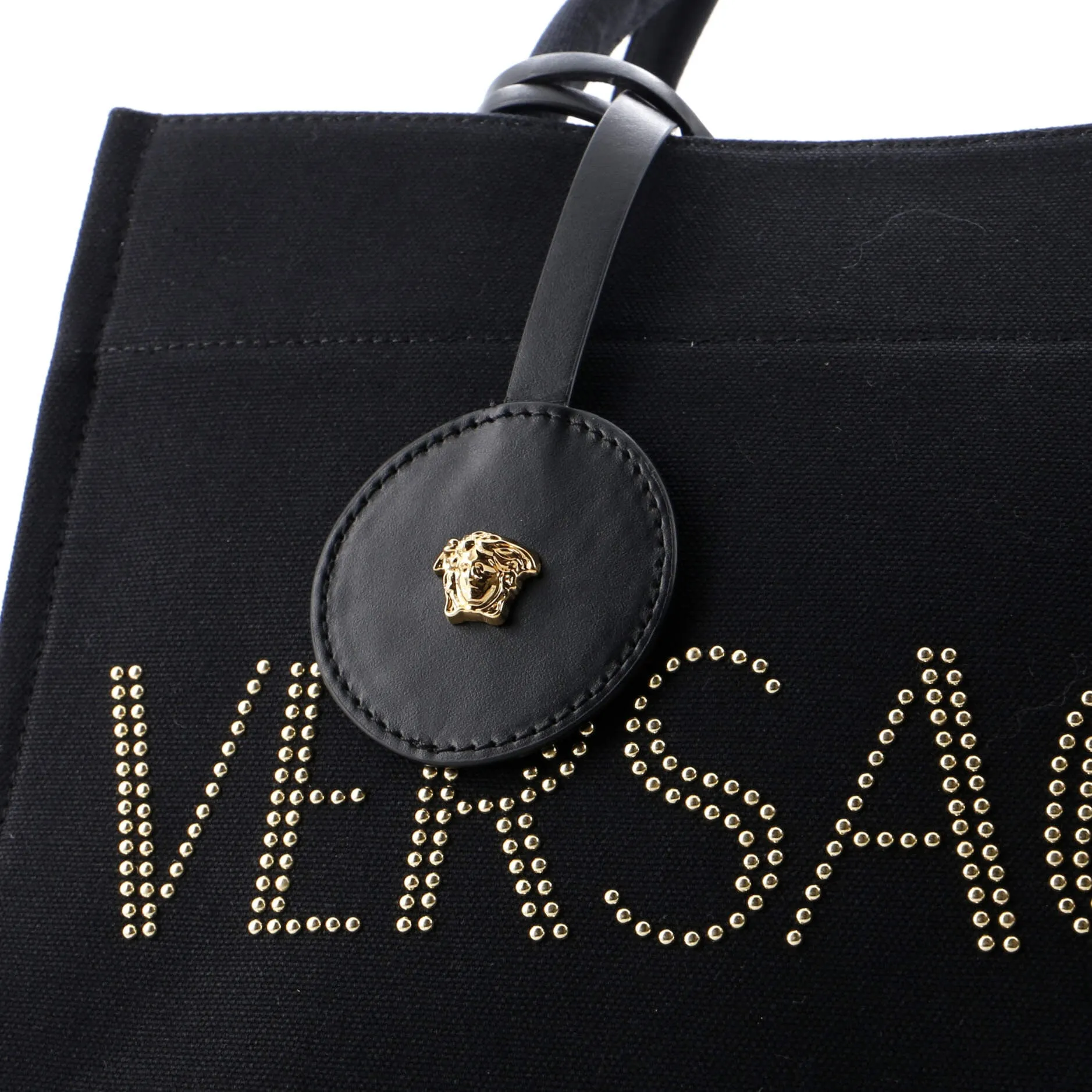 Logo Convertible Tote Studded Canvas Small