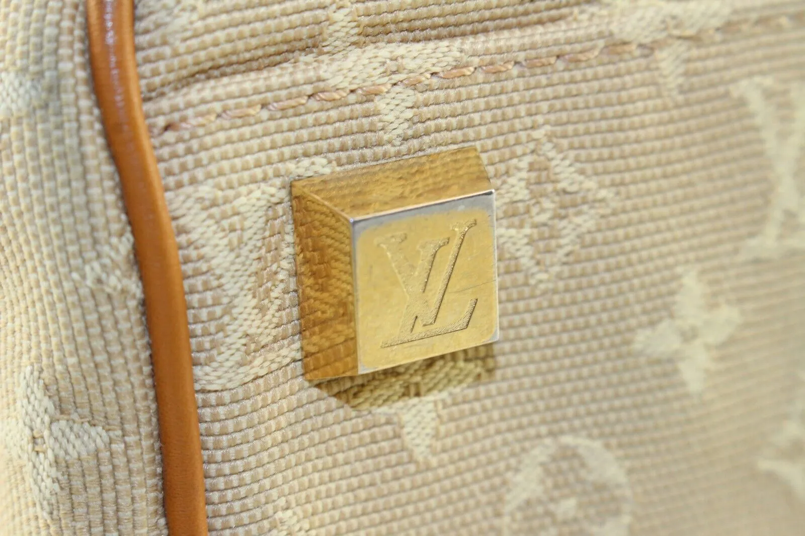 LOUIS VUITTON Beige Denim Canvas Monogram Mini Lin Josephine PM Boston 1LV1213K