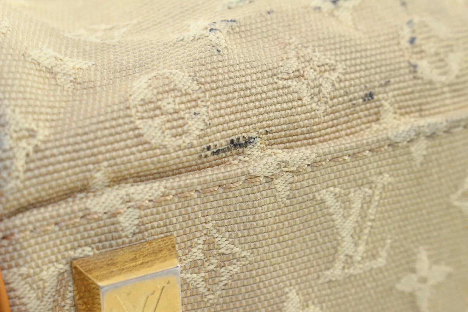 LOUIS VUITTON Beige Denim Canvas Monogram Mini Lin Josephine PM Boston 1LV1213K