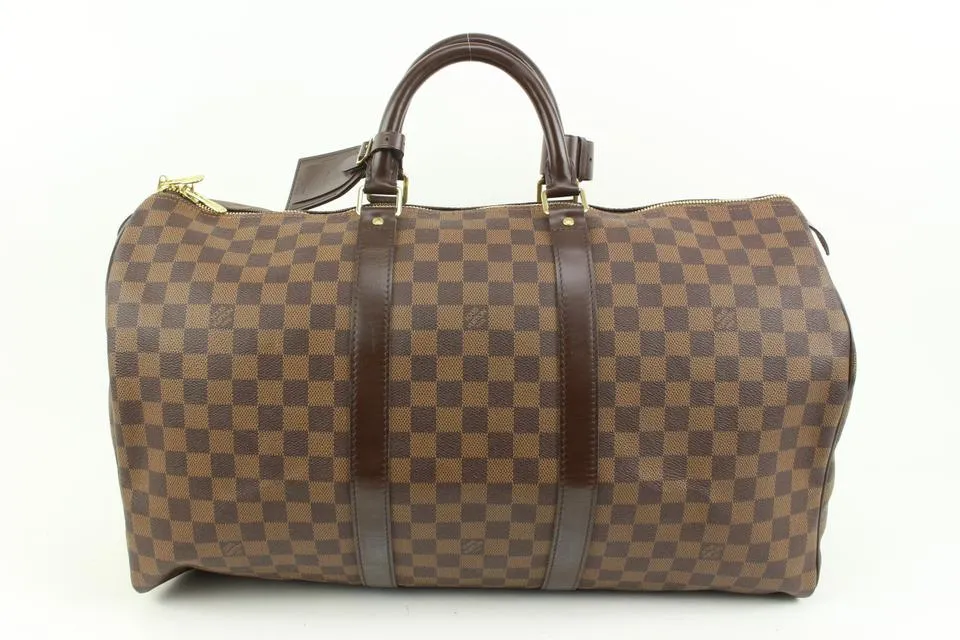 Louis Vuitton Damier Ebene Keepall 50 Boston Duffle Bag 78lz422s