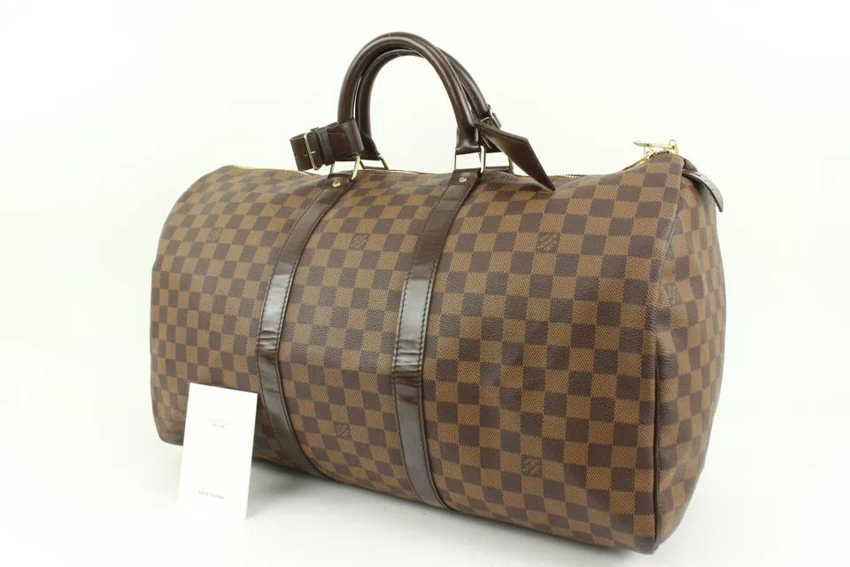 Louis Vuitton Damier Ebene Keepall 50 Boston Duffle Bag 78lz422s
