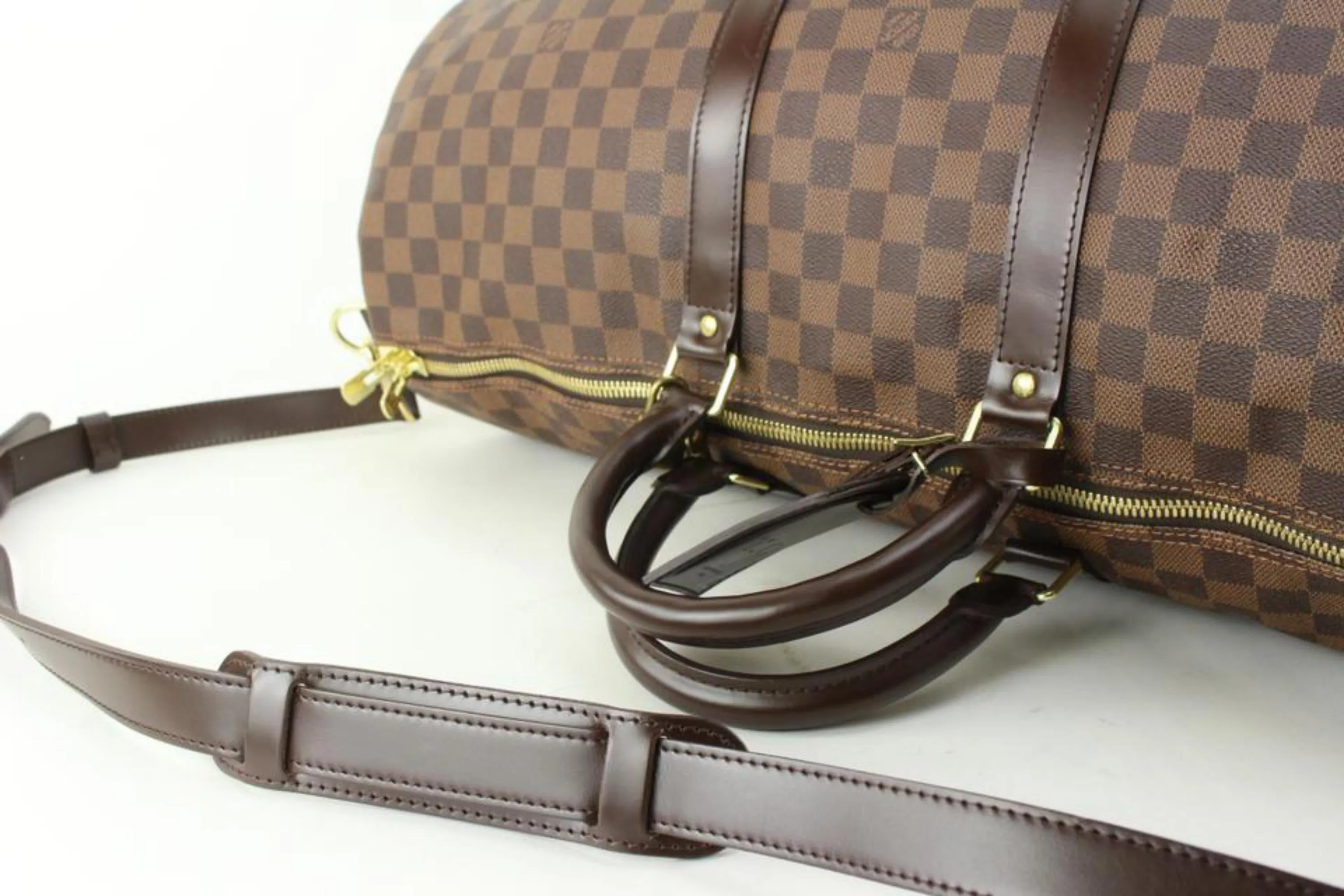 Louis Vuitton Damier Ebene Keepall Bandouliere 55 Duffle with Strap 51lk715s