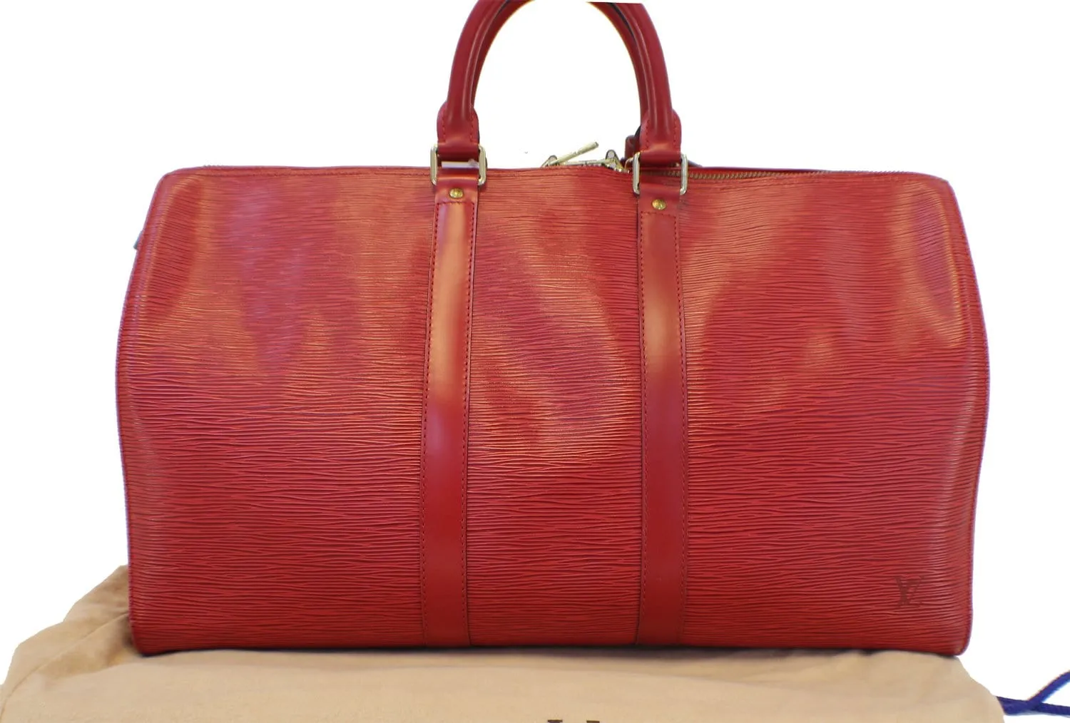 LOUIS VUITTON Epi Leather Red Keepall 45 Boston Bag