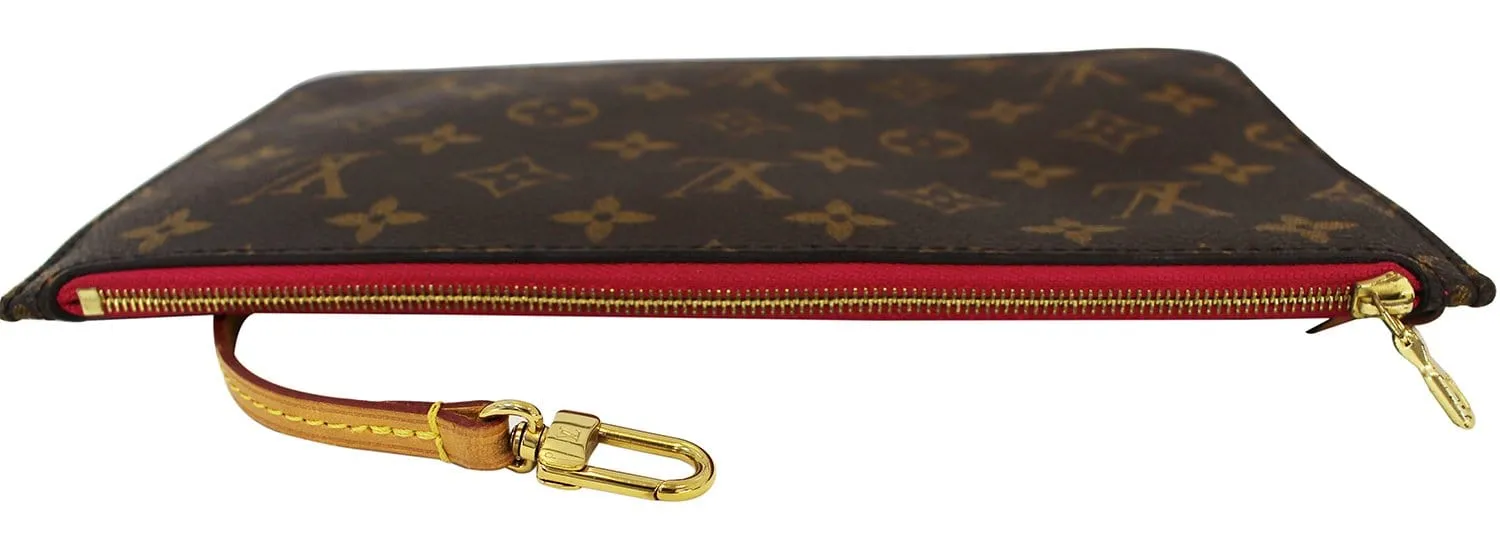 LOUIS VUITTON Monogram Neverfull MM Pochette Wristlet Fuchsia