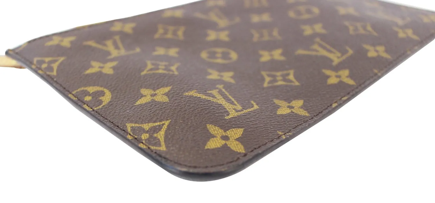 LOUIS VUITTON Monogram Neverfull MM Pochette Wristlet Fuchsia