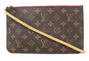 LOUIS VUITTON Monogram Neverfull MM Pochette Wristlet Fuchsia