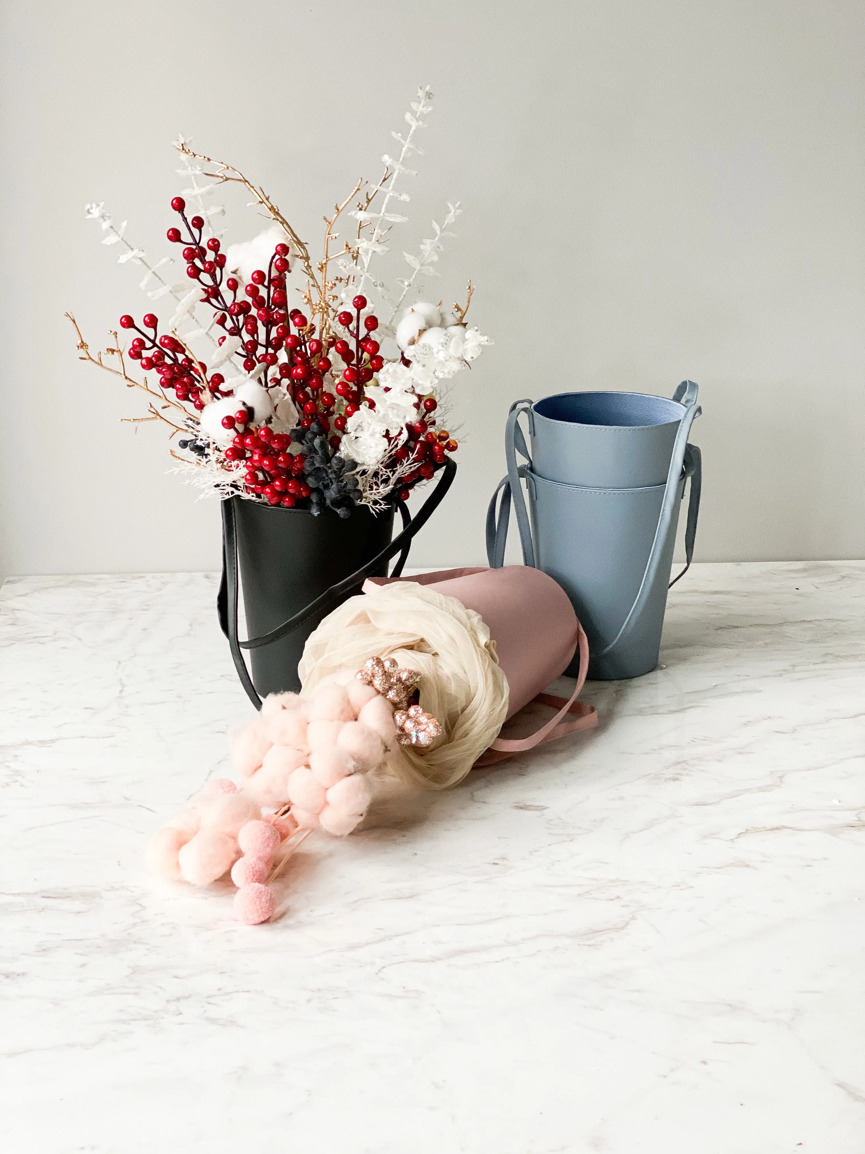Luxury Leather Flower Basket