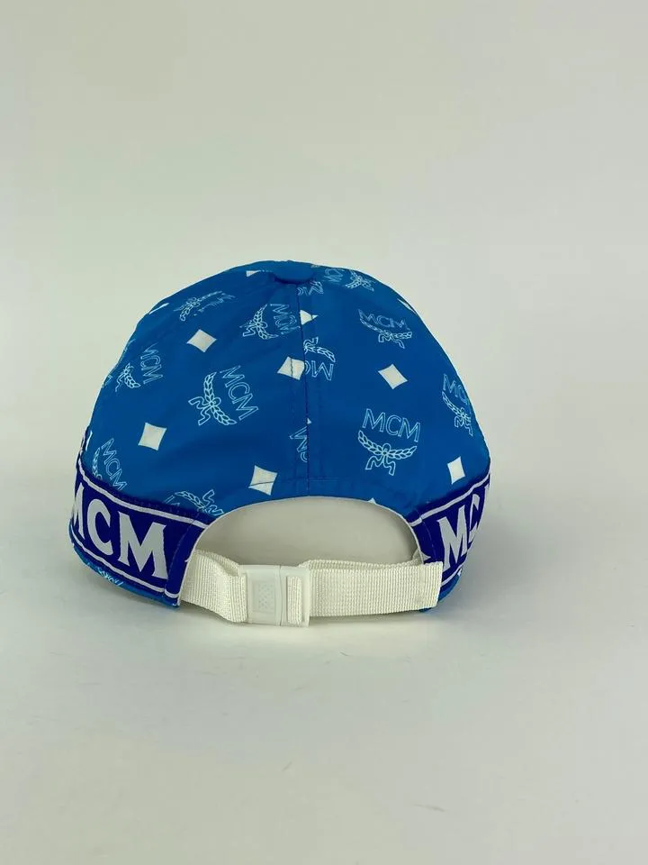 Mcm Blue Monogram Visetos Log Baseball Cap Hat 2MCML1125