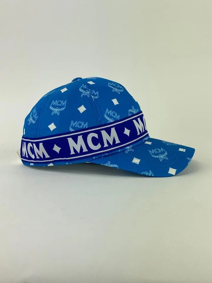 Mcm Blue Monogram Visetos Log Baseball Cap Hat 2MCML1125
