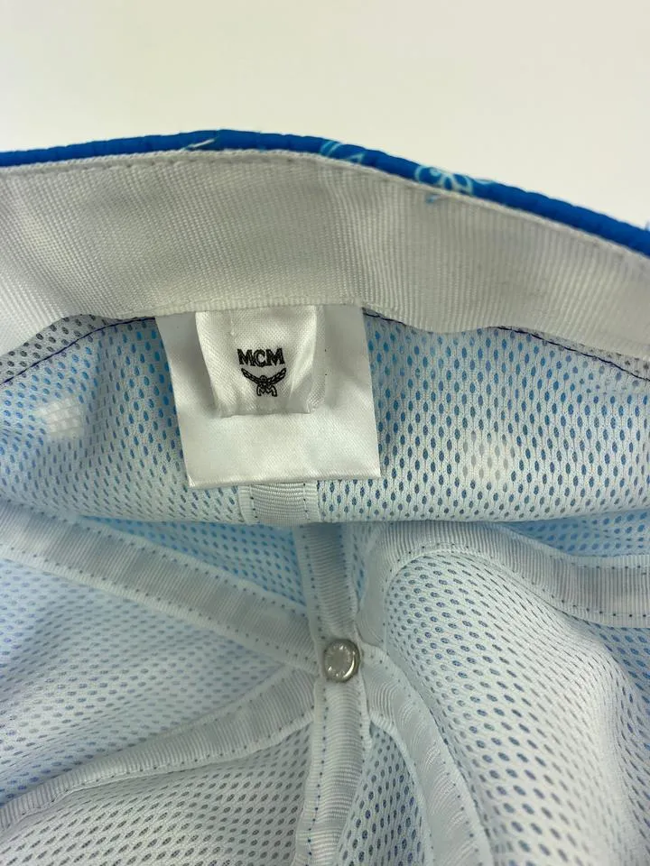 Mcm Blue Monogram Visetos Log Baseball Cap Hat 2MCML1125