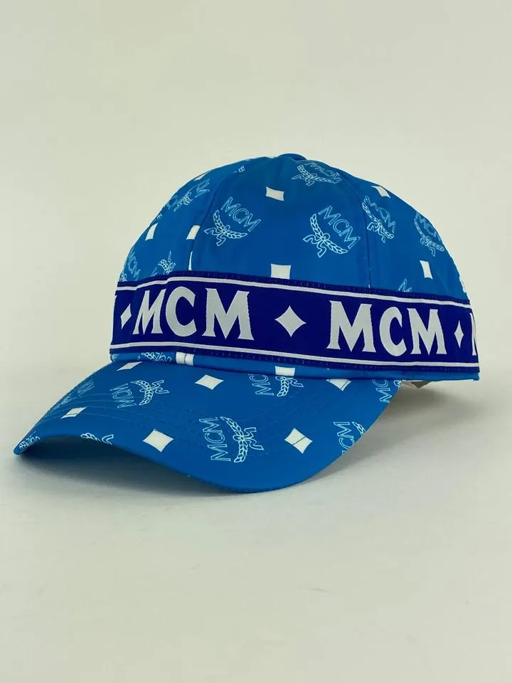 Mcm Blue Monogram Visetos Log Baseball Cap Hat 2MCML1125