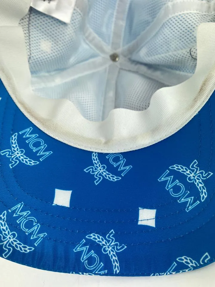 Mcm Blue Monogram Visetos Log Baseball Cap Hat 2MCML1125