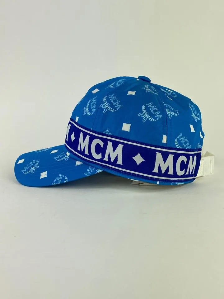 Mcm Blue Monogram Visetos Log Baseball Cap Hat 2MCML1125