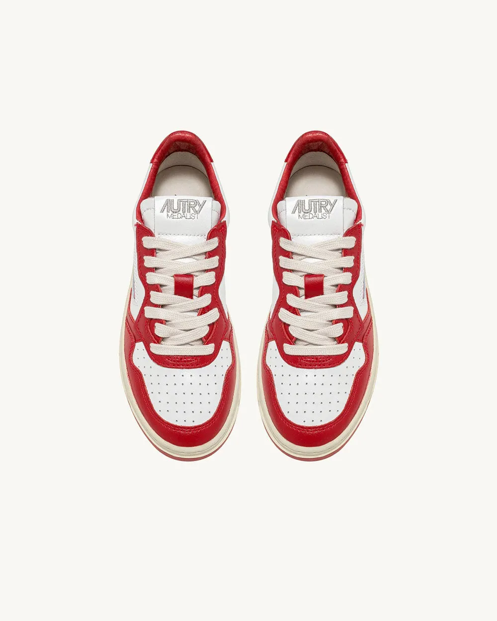 Medalist Low Man - Two-Tone Leather Color White And Red