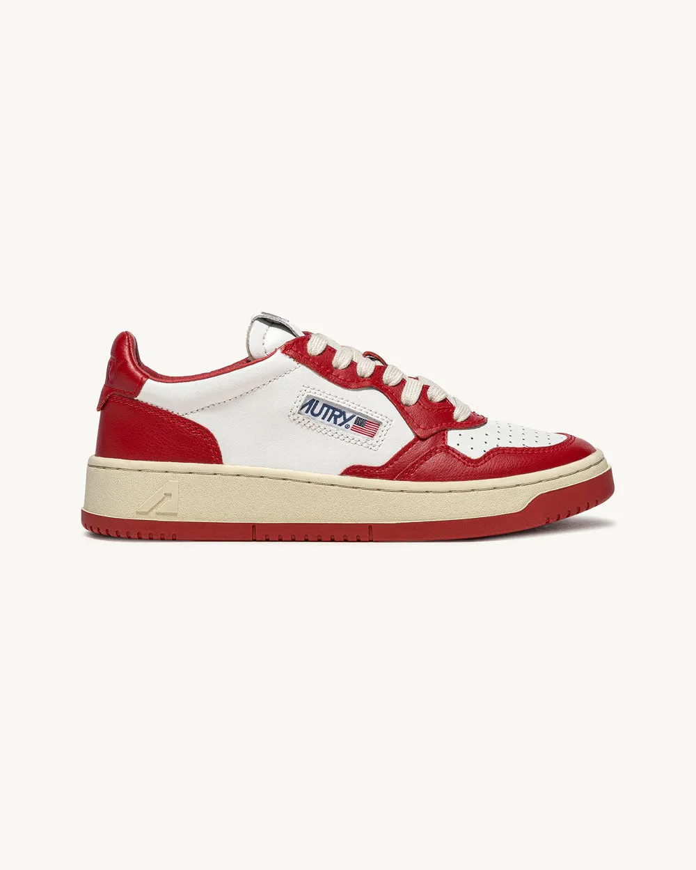Medalist Low Man - Two-Tone Leather Color White And Red