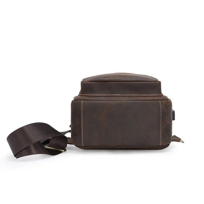 Men's Chest Crossbody Leather Sling Bag