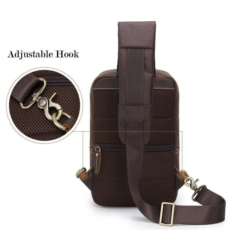 Men's Chest Crossbody Leather Sling Bag