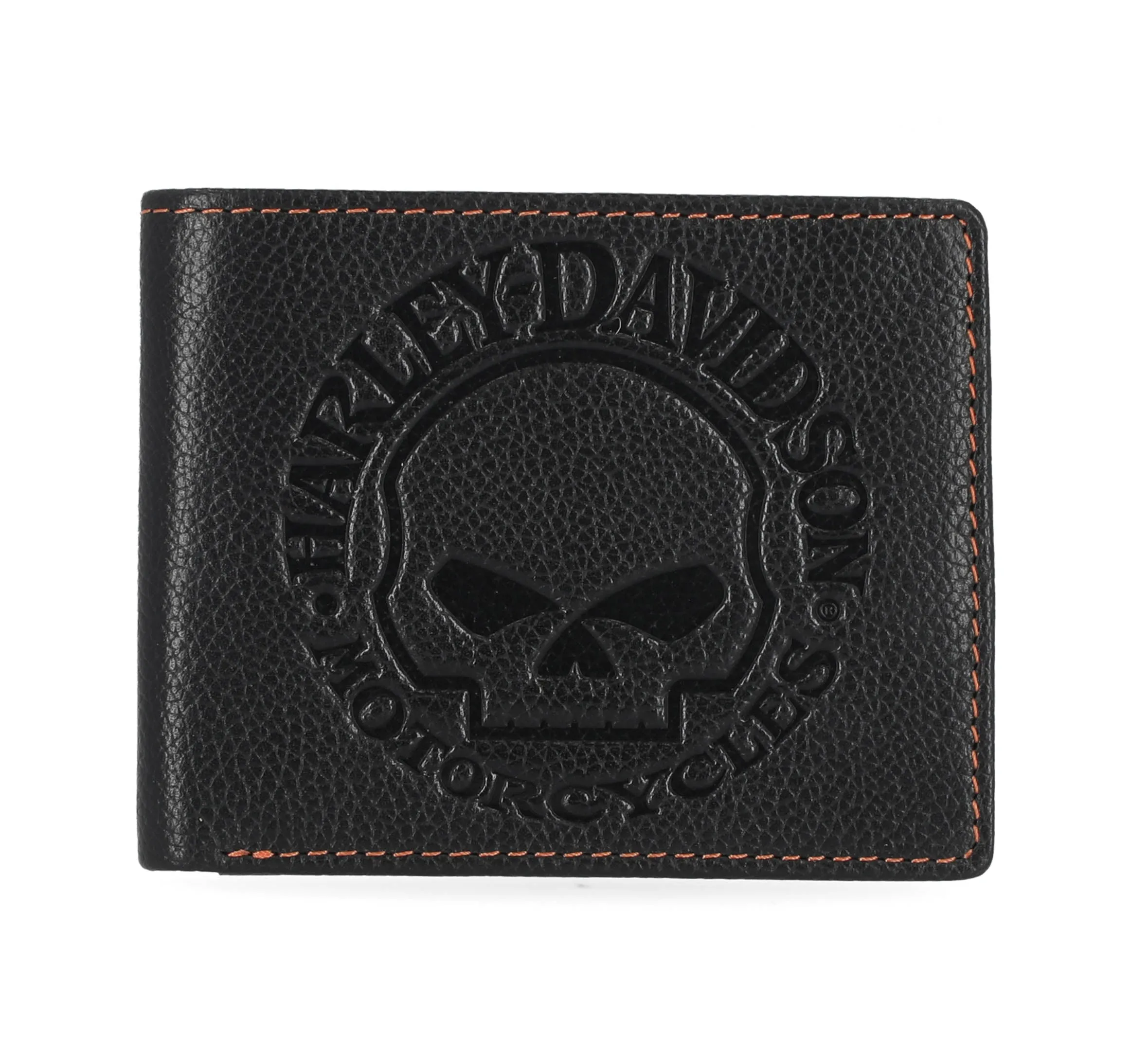 Men's Classic Leather Skull Passcase - Black