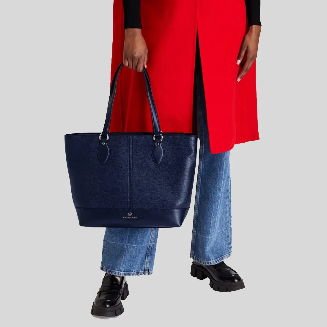 MICHAEL KORS Beth Large Pebbled Leather Tote Bag Navy RS-38H1C8BT3L
