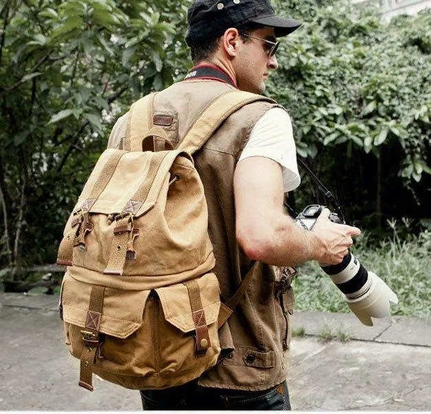 Military Style Canvas DSLR Camera Backpack