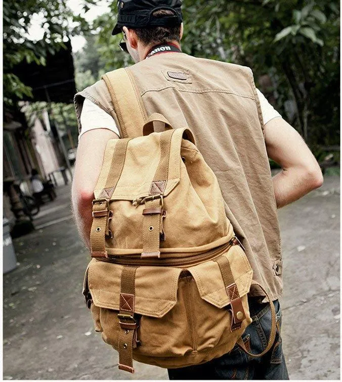 Military Style Canvas DSLR Camera Backpack