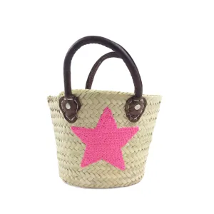 Mini Sequin Basket - Neon Pink Star