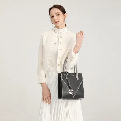 Miss Lulu Rectangular Soft Leather Cross Body Bag - Black