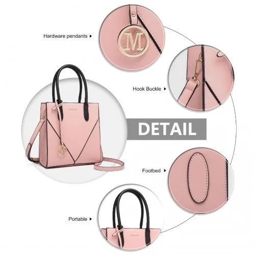 Miss Lulu Rectangular Soft Leather Cross Body Bag - Pink