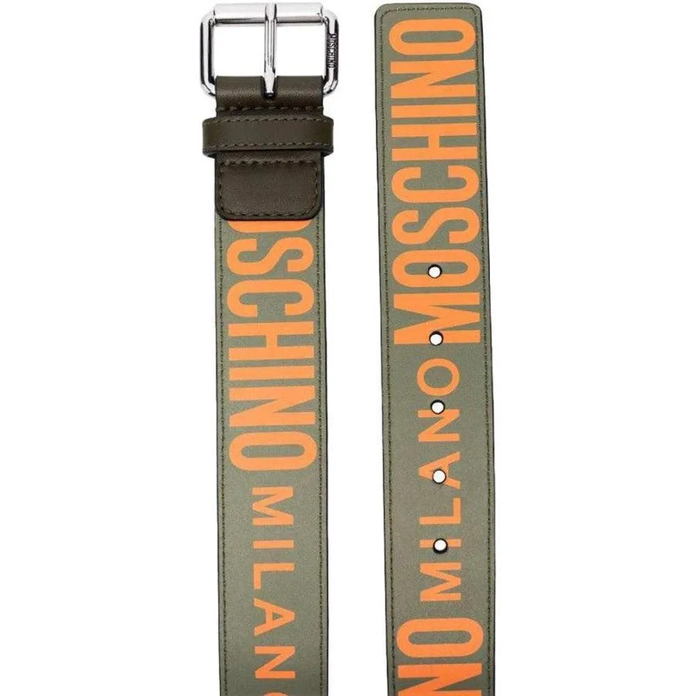 Moschino Logo-Print Leather Belt