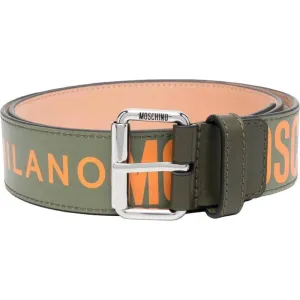 Moschino Logo-Print Leather Belt