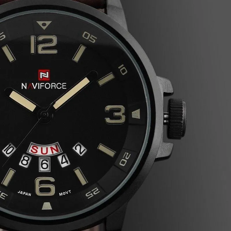 Naviforce Tactical Leather Strap Watch