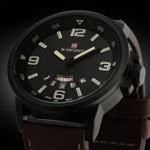 Naviforce Tactical Leather Strap Watch