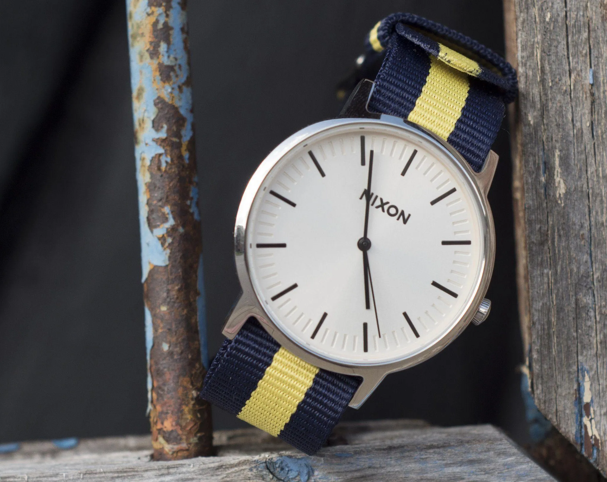 Navy Blue Lemon Yellow NATO® style Watch Band (20mm, 22mm SALE)