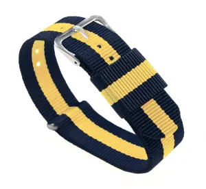 Navy Blue Lemon Yellow NATO® style Watch Band (20mm, 22mm SALE)