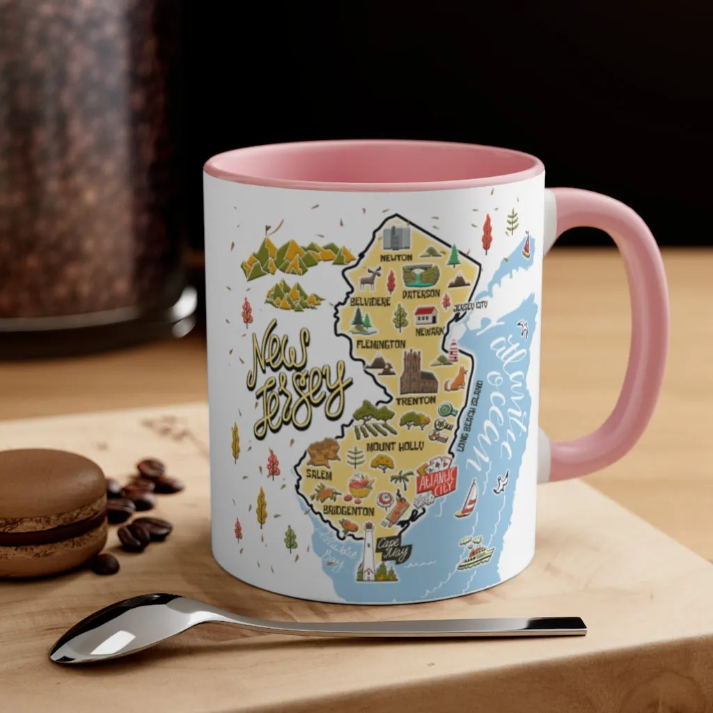 New Jersey Symbols Color Map Coffee Mug