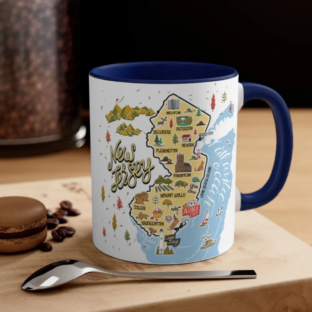 New Jersey Symbols Color Map Coffee Mug