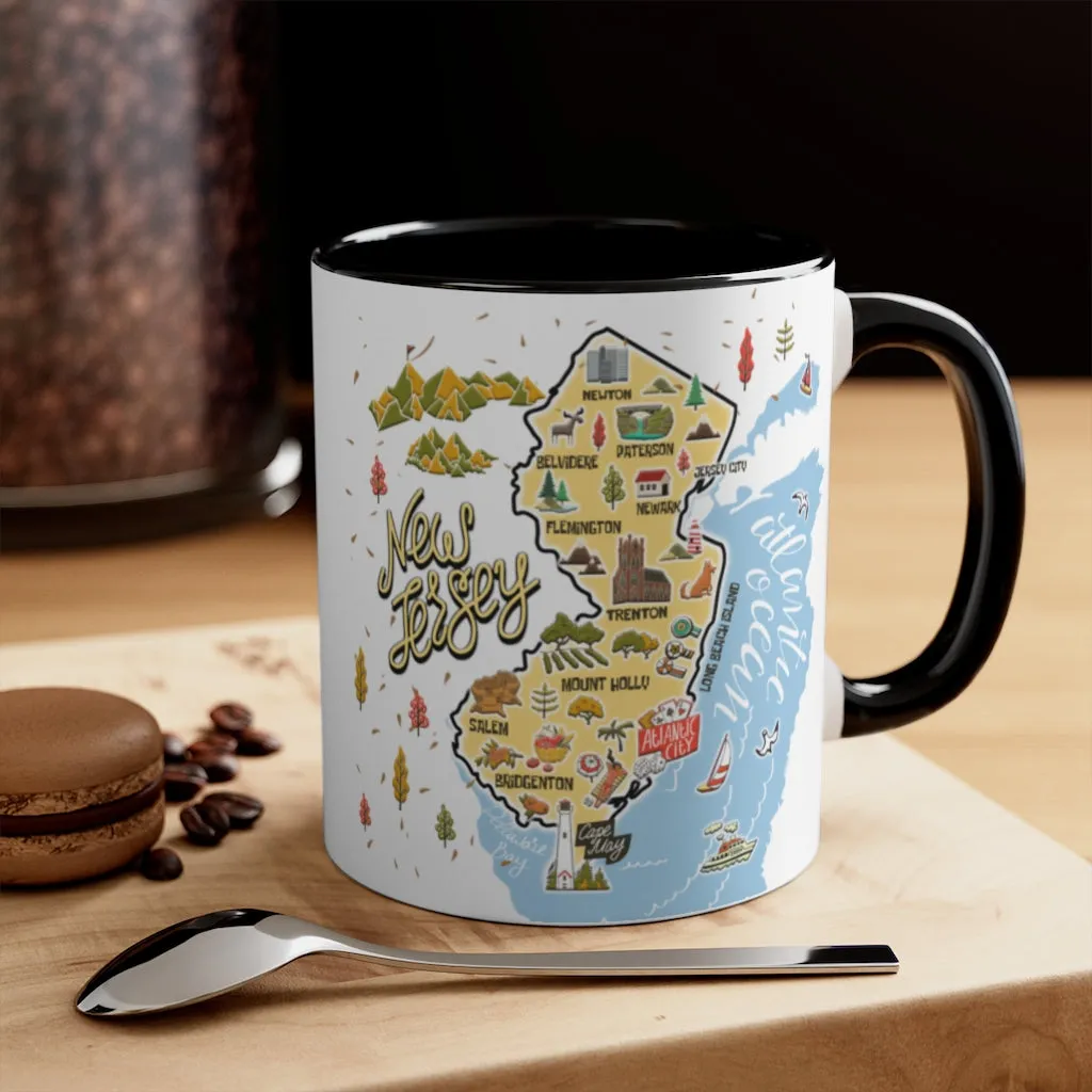 New Jersey Symbols Color Map Coffee Mug