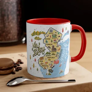 New Jersey Symbols Color Map Coffee Mug