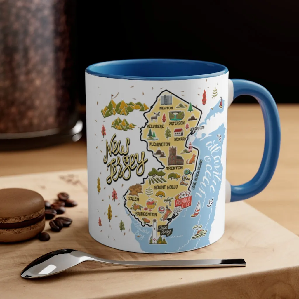 New Jersey Symbols Color Map Coffee Mug