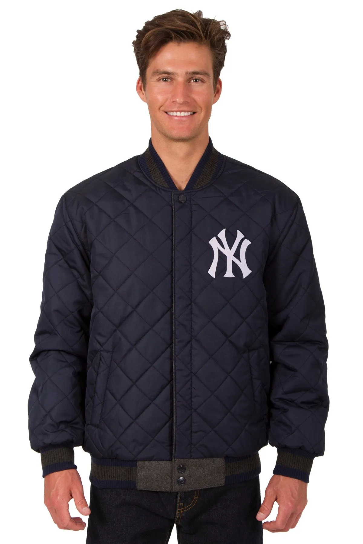New York Yankees Reversible Wool and Leather Jacket